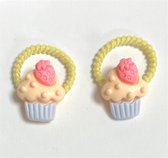 Haarelastiekjes - Cupcakes - Geel, roze, blauw - 2 Stuks