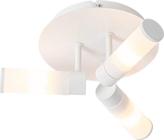 QAZQA bath - Plafonnier moderne - 3 lumières - Ø 28,5 cm - Wit - Éclairage extérieur