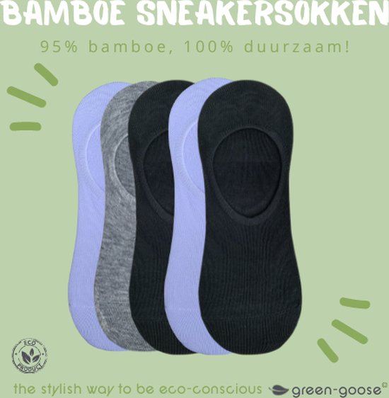 Chaussons en Bamboe green-goose ® | 5 paire | Zwart, Grijs, Wit, Beige | Taille 39-42