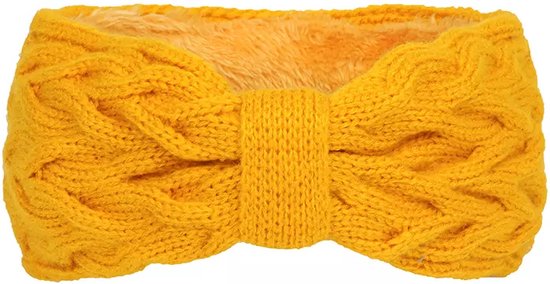 Femur Haarband Dames – Sport Haarband Fleece – Warme Haarband – Elastisch – Bandana – Haar Accessoire – Oorwarmers – Alternatief voor een Muts - Winter - Geel
