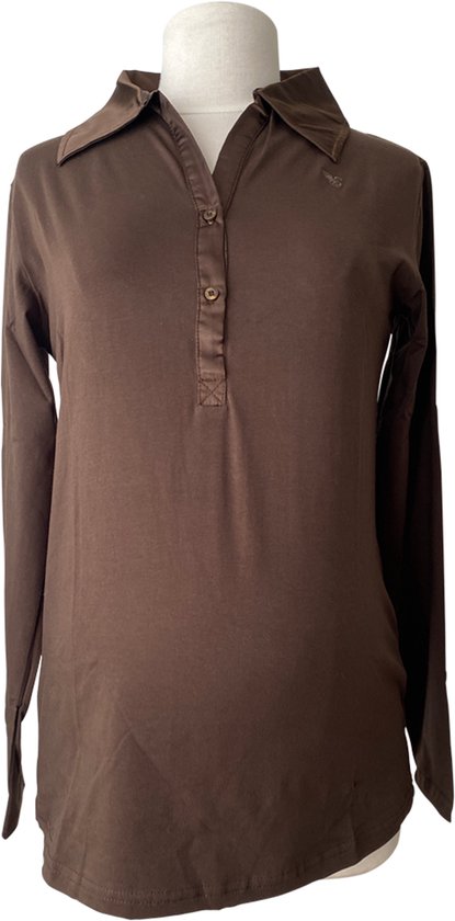 ESPRIT POLO Shirt Long sleeves Kleur: coffee, maat XXL