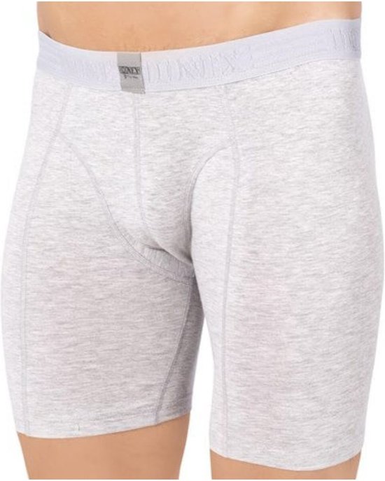 Grijze katoenen boxershort van DONEX met lange pijp en een lichtgrijze tailleband.