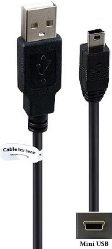 1,2 m Mini USB kabel Robuuste laadkabel. Oplaadkabel snoer geschikt voor o.a. Rollei Powerflex 210 HD, 240 HD, 260 Full HD, 455, 460, X-8 Compact, XS-10, XS-10 in TOUCH, XS-8