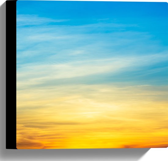 Canvas - Oranje Lucht van Zonsondergang - 30x30 cm Foto op Canvas Schilderij (Wanddecoratie op Canvas)