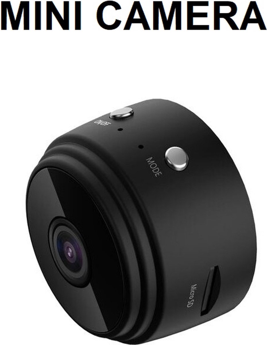 TechU™ Mini Beveiligingscamera – Wifi met Gratis App – met Nachtzicht – Bewakingscamera Indoor – Zwart