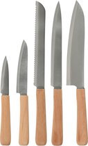 Excellent Houseware chefs messenset 5 delig - Staal/Hout