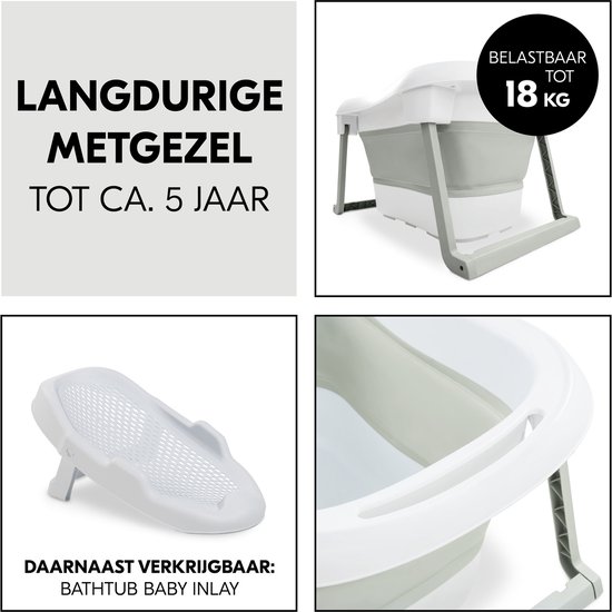 Hauck Wash n Fold L - babybadje - inklapbaar -White - Sage van Hauck — afbeelding 3