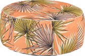 Mica Decorations Pouf gonflable Nuno avec feuilles de palmier - H23 x Ø53 cm - Oranje