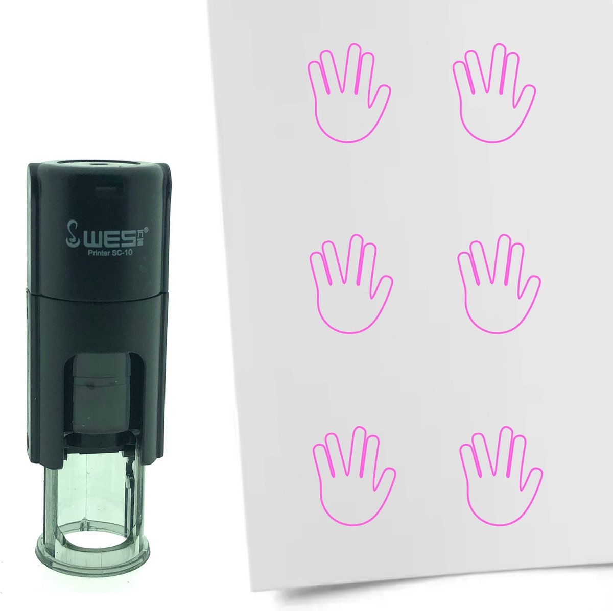 CombiCraft Stempel Mr. Spock Greeting 10mm rond - Roze inkt