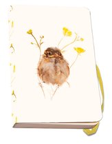Bekking & Blitz - Notitieboek A6 - Luxe uitvoering - 2-zijdig gelinieerd - Opbergvak achterin - Elastieken band als sluiting - Kunst - Zachte kaft - Dieren - Vogels - Musje - Bloemen - Boterbloempje - Angelique Weijers