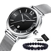 CRRJU Horloges voor Vrouwen Dameshorloge Meisjes Dames Watch Horloge – Horlogebox Geschenkdoos – Zilver Zwart