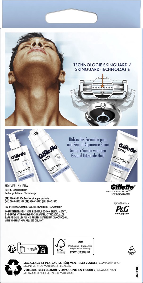 Rasoir Gillette SkinGuard Sensitive + 3 Lames - Manche Flexball - Neuf Original