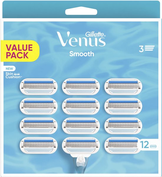 Gillette Venus Smooth - Lames Avec Oreillers De Protection - 12 Lames de recharge
