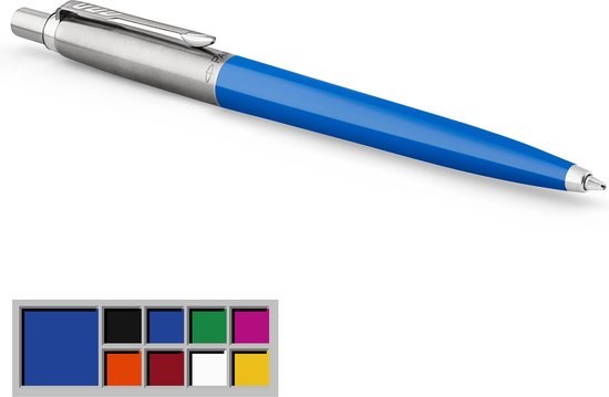 Foto: Parker jotter originals balpen klassieke blauwe afwerking medium punt blauwe inkt 1 stuk