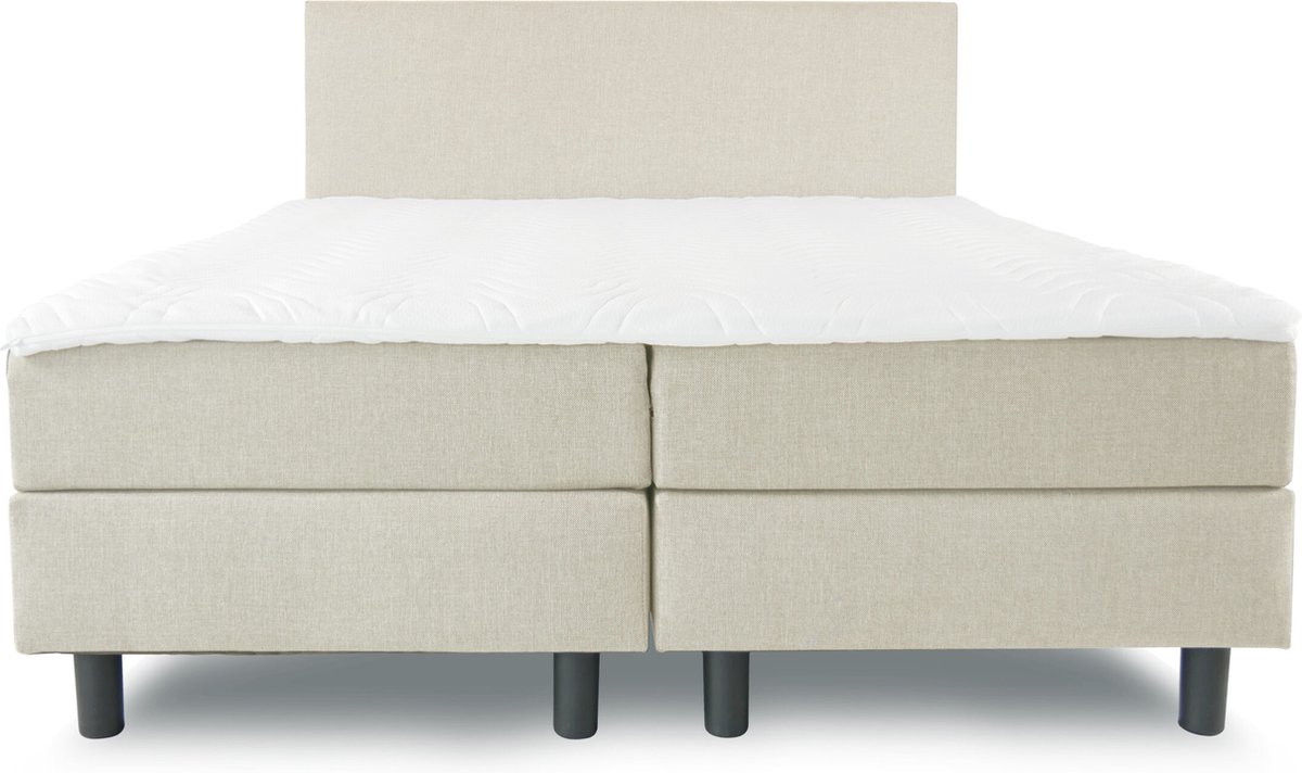 Berkbedding Boxspring Home - Compleet - Pocketvering - HR koudschuim - Beige - 90x220 cm