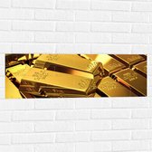 Muursticker - Gouden Staven Opgestapeld - 90x30 cm Foto op Muursticker