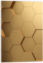 Acrylglas - Hexagon Wand in het Goud - 50x75 cm Foto op Acrylglas (Wanddecoratie op Acrylaat)