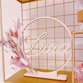 Flowerhoop gepersonaliseerd 23cm - naamcirkel - DIY - geschenk - geboorte - huwelijk - doopsuiker - presentatie - droogbloemenkrans met naam