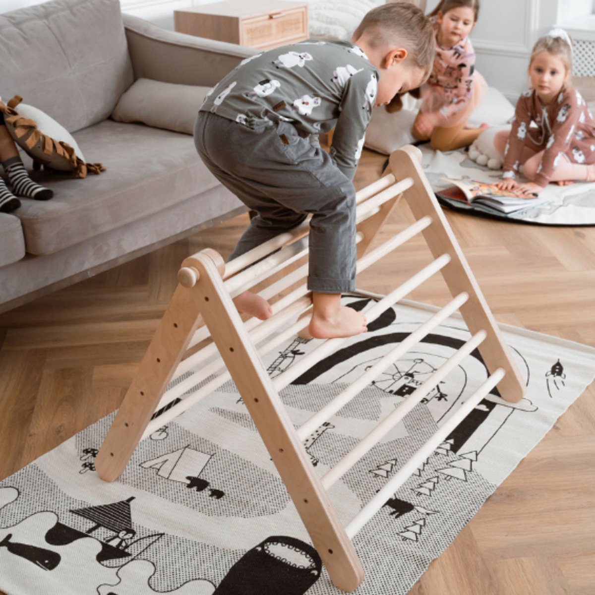 Ette Tete Sipitri - Houten Pikler klimrek - 2 segmenten - Open Ended play - Montessori - Klimtoren - Inklapbaar - Duurzaam — afbeelding 9