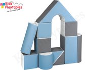 Zachte Soft Play Foam Blokken set 11 stuks grijs-wit-blauw | grote speelblokken | baby speelgoed | foamblokken | reuze bouwblokken | motoriek peuter | schuimblokken