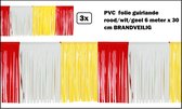 3x PVC slierten folie guirlande rood-wit-geel 6 meter x 30 cm BRANDVEILIG - Carnaval thema feest festival party