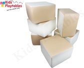 Zachte Soft Play Foam Blokken set 6 stuks wit-beige | grote speelblokken | baby speelgoed | foamblokken | reuze bouwblokken | Soft play speelgoed | schuimblokken
