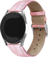 Strap-it smartwatch bandje 20mm - Luxe leren crocodile bandje geschikt voor Samsung Galaxy Watch 4 / 4 Classic / Watch 5 / 5 Pro / Watch 6 / 6 Classic / Watch 1 42mm / Galaxy Watch 3 41mm / Galaxy Active / Active 2 40 & 44mm / Gear Sport - roze