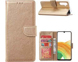 Samsung Galaxy A14 5G/4G Hoesje met Pasjeshouder – bookcase Portemonnee – Goud