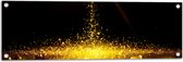 Tuinposter – Gouden Glitters in Donkerkleurige Omgeving - 90x30 cm Foto op Tuinposter (wanddecoratie voor buiten en binnen)