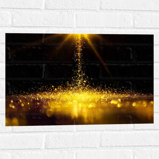 Muursticker - Gouden Glitters in Donkerkleurige Omgeving - 60x40 cm Foto op Muursticker