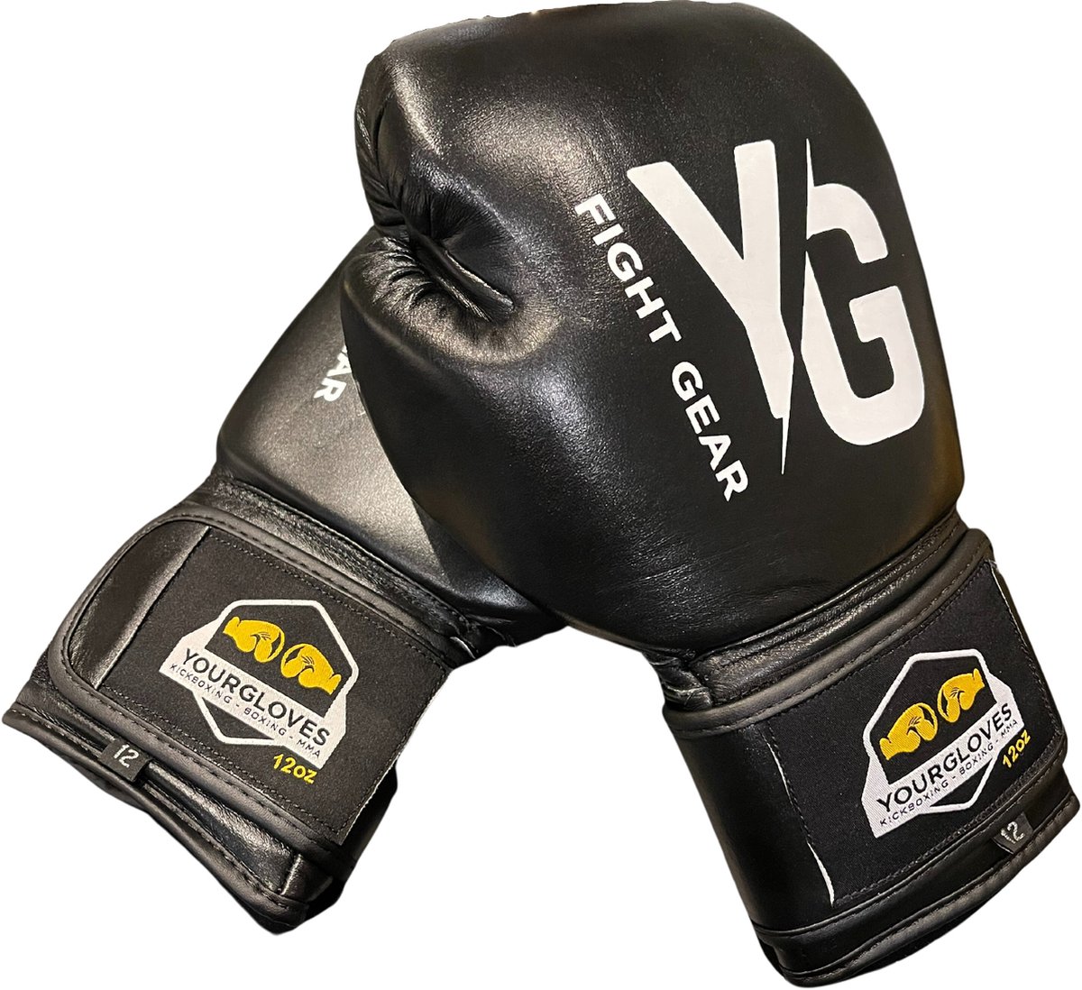(kick)Bokshandschoenen - YourGloves - Zwart kleur - 12 oz - vechtsport - dames en heren