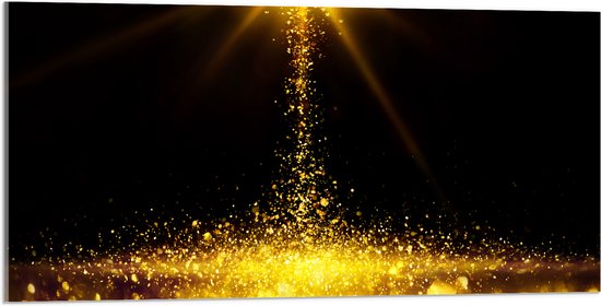 Acrylglas - Gouden Glitters in Donkerkleurige Omgeving - 100x50 cm Foto op Acrylglas (Wanddecoratie op Acrylaat)