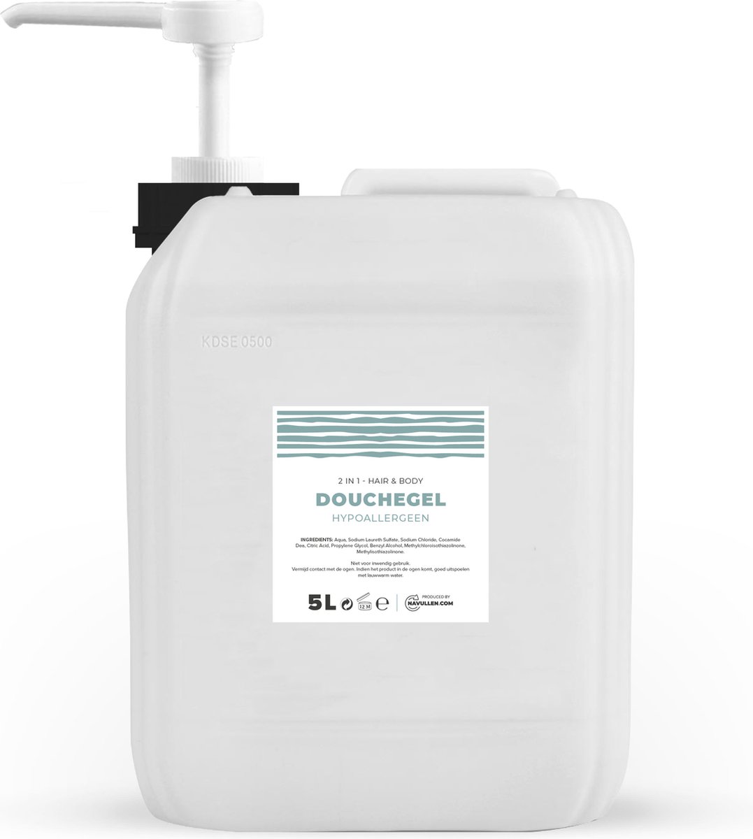 Douchegel - Hypoallergeen - 5 Liter - Jerrycan - Met pomp - Hair & Body - Navulling – Navullen