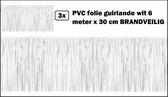 3x PVC slierten folie guirlande wit 6 meter x 30 cm BRANDVEILIG