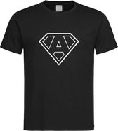 Zwart t-Shirt met letter A “ Superman “ Logo print Wit Size XXXL