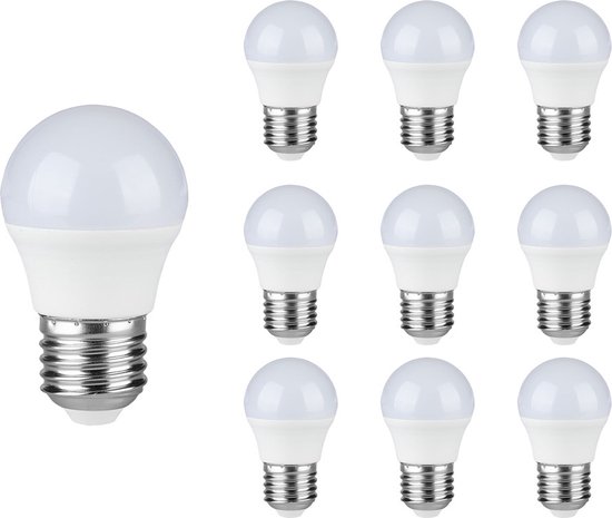 10x Lampe LED E27 - 5,5 Watt - 470 Lumen - Lampe boule G45 - 3000K Lumière blanche chaude - Remplace 40 Watt