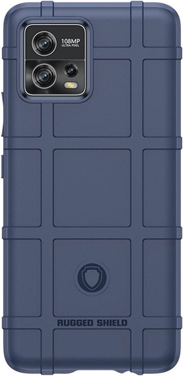 MobyDefend Hoesje - Geschikt voor Motorola Moto G72 - Rugged Shield TPU Backcover - Blauw