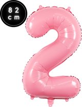 Cijfer Ballonnen - Nummer 2 - Roze - 82 cm - Helium Ballon - Fienosa