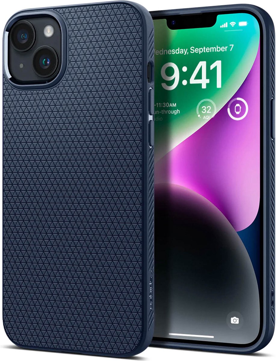 Spigen Liquid Air Case hoesje voor iPhone 14 - Navy blauw