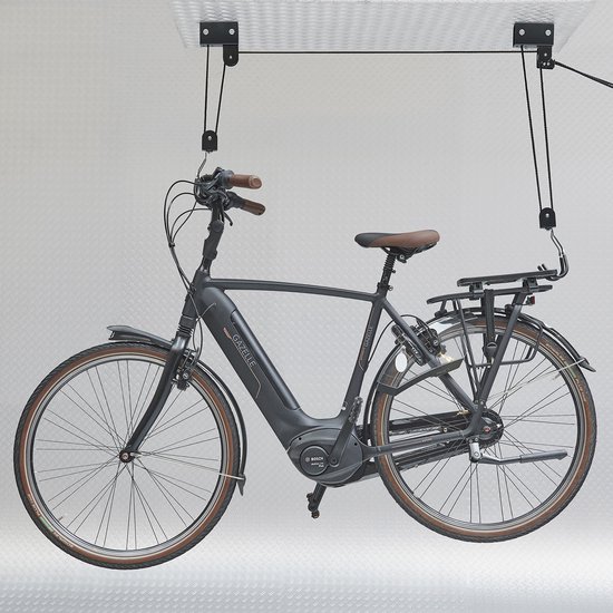 Datona® Fietslift - Fiets ophangsysteem 50 kg - Katrolsysteem met 2 Haken - Incl. bevestigingsset - Voor racefiets, MTB & E-bike