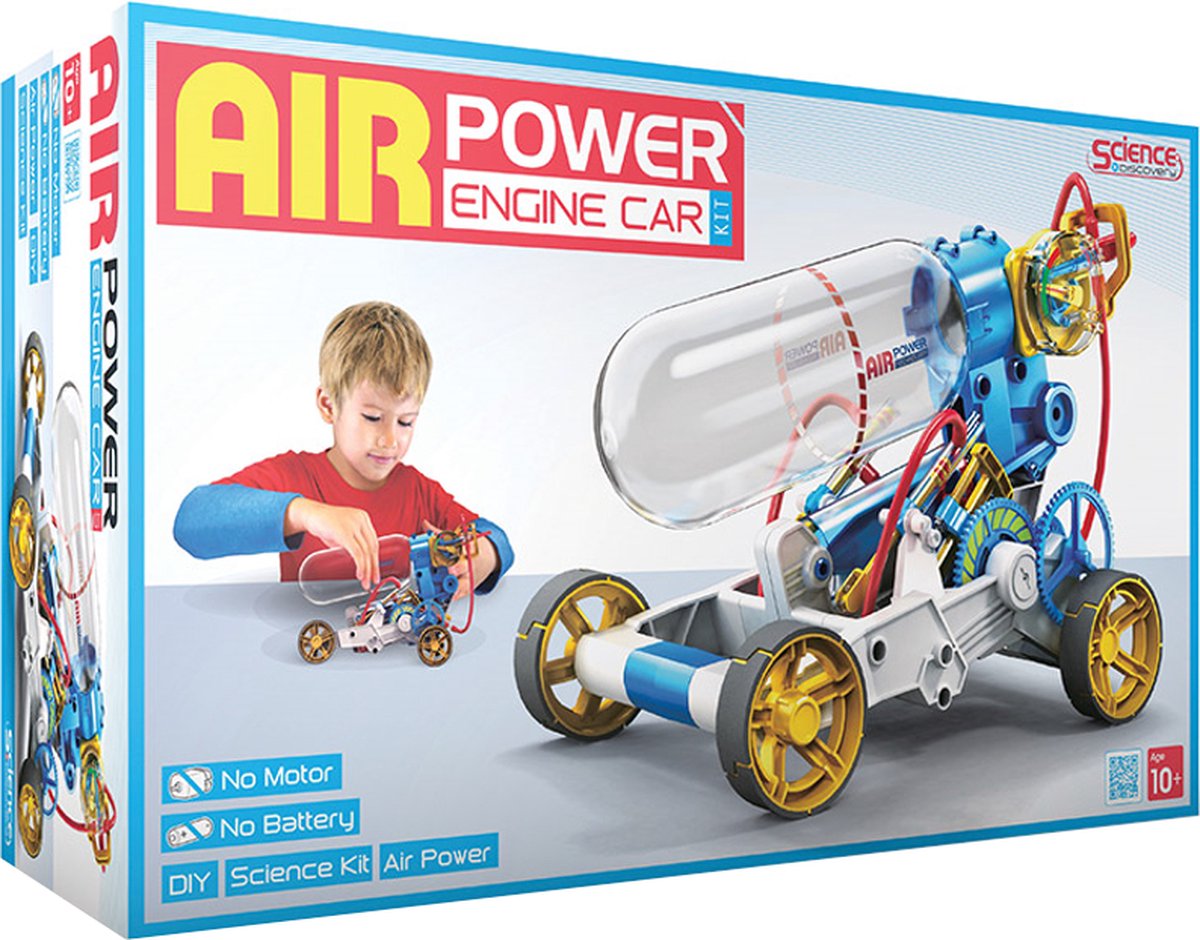 Construct & Create - Air Power Engine Car - Speelgoedauto Bouwset - STEM Speelgoed - Luchtdruk-aandrijving