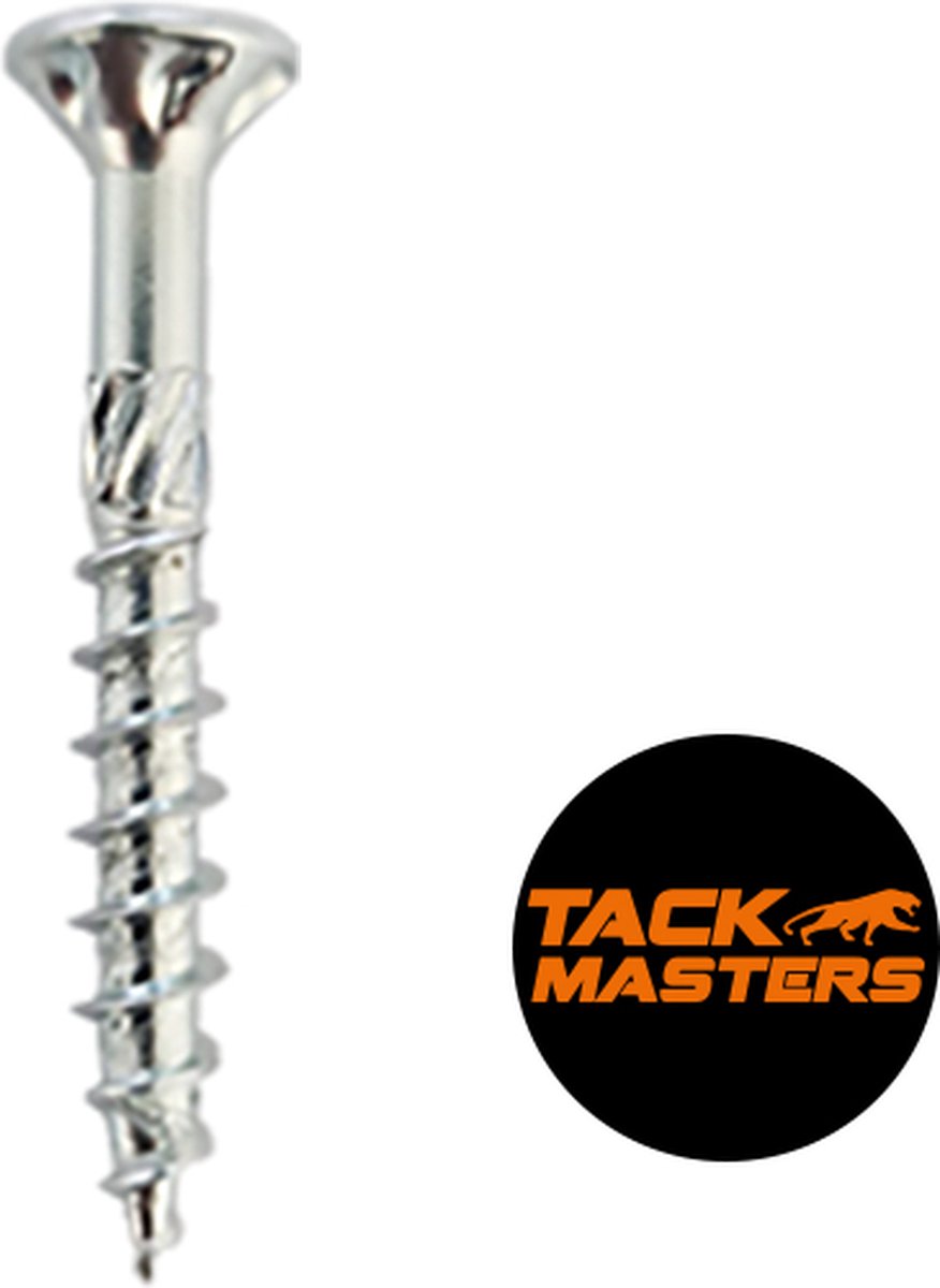 Tackmasters - Houtschroef 4,0 x25 TX20 - 1000 stuks - TORX 20 - Deeldraad schroeven - Verzonken kop - Professionele houtschroeven