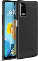 Geschikt voor LG K52/LG K62 Versterkt Soft Case met geborsteld effect zwart