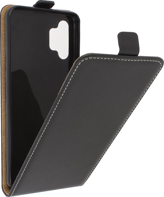 Geschikt voor Samsung A32 5G Vertical Flip Case met Kaarthouder LeerEffect zwart