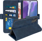Geschikt voor Samsung Galaxy Note 20 Hoes Folio-Etui Kaarthouder Standfunctie Blauw