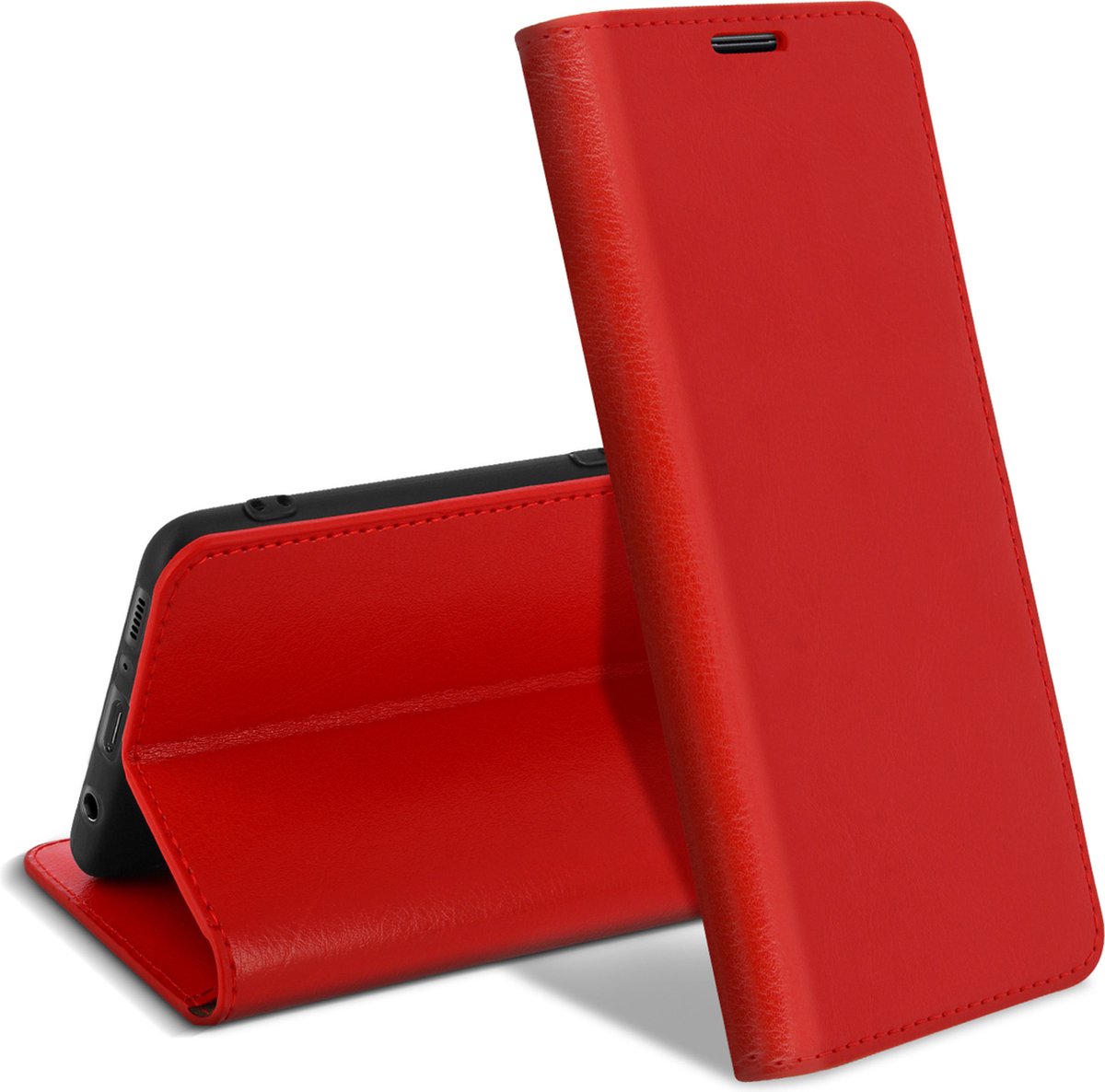 Leren Foliocase Geschikt voor Samsung Galaxy A41 Kaarthouder Standfunctie - Rood