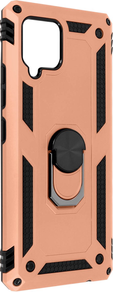 Geschikt voor Samsung Galaxy A42 Hybrid Case Video Support Ring champagne