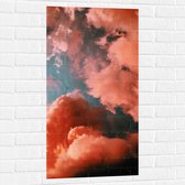 WallClassics - Muursticker - Lucht Vol Wolken in het Roze - 50x100 cm Foto op Muursticker