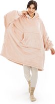 HOMELEVEL oversized fleece hoodie unisex - Grote, zachte fleecetrui om in te relaxen - Voor dames en heren -Lichtroze - Maat XL