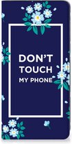Telefoontasje OPPO A17 Smartphone Hoesje Flowers Blue Don't Touch My Phone